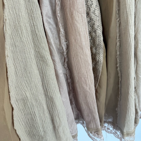 Vintage 90s Brown Mixed Media Lace Gypsy Skirt Whimsigoth Witchy Boho Maxi - Picture 11 of 11